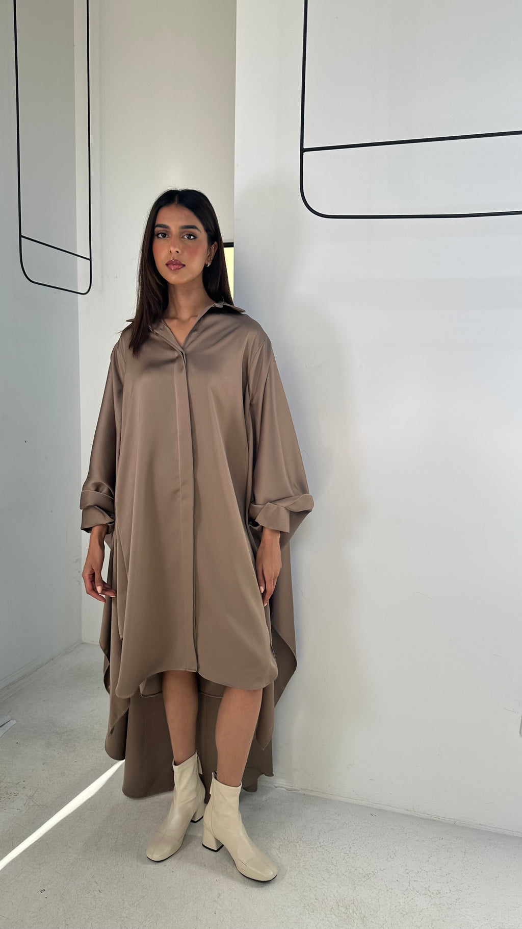 Silk High-Low Shirt Dress