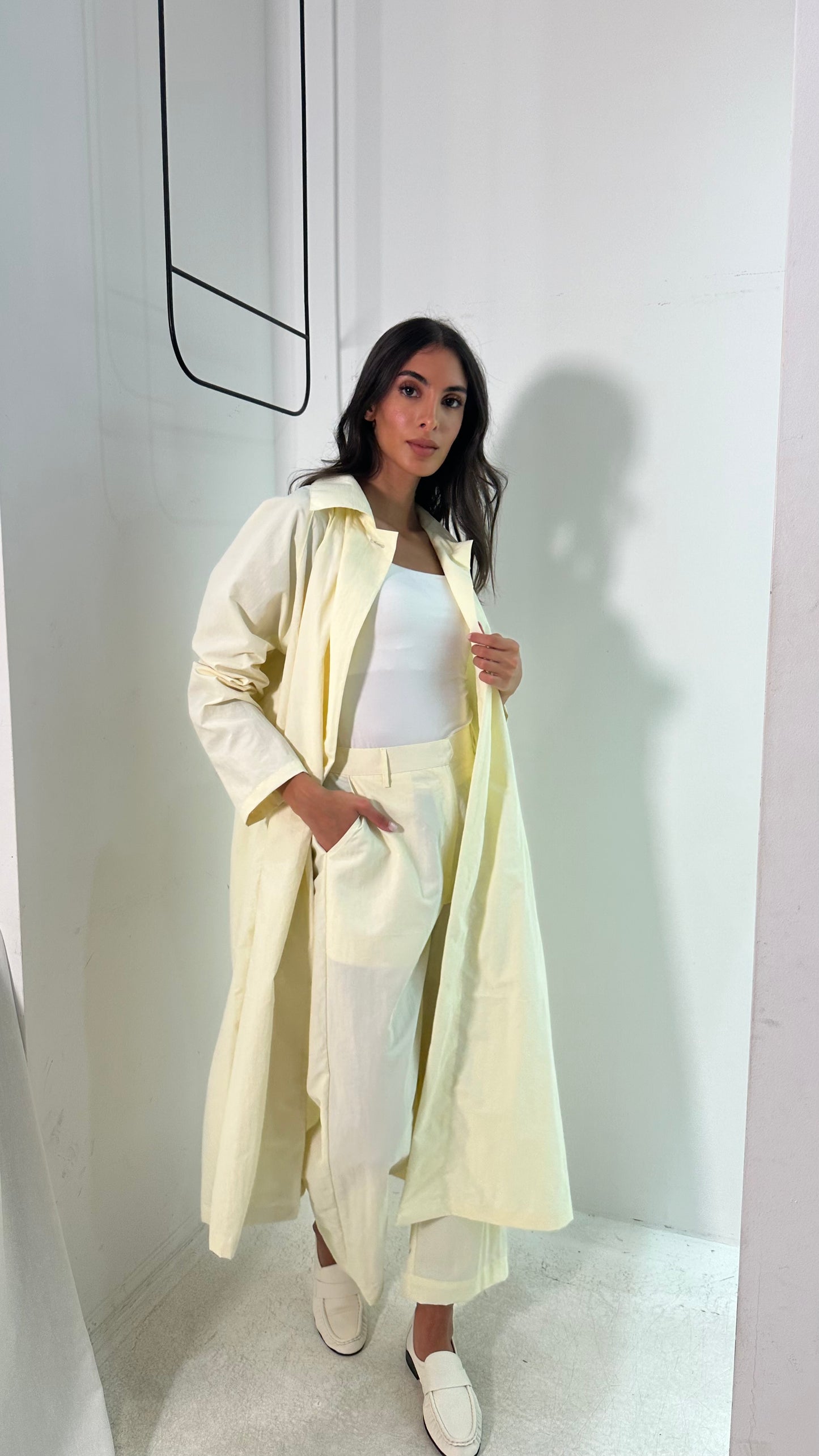 Creamy Yellow Trench Set