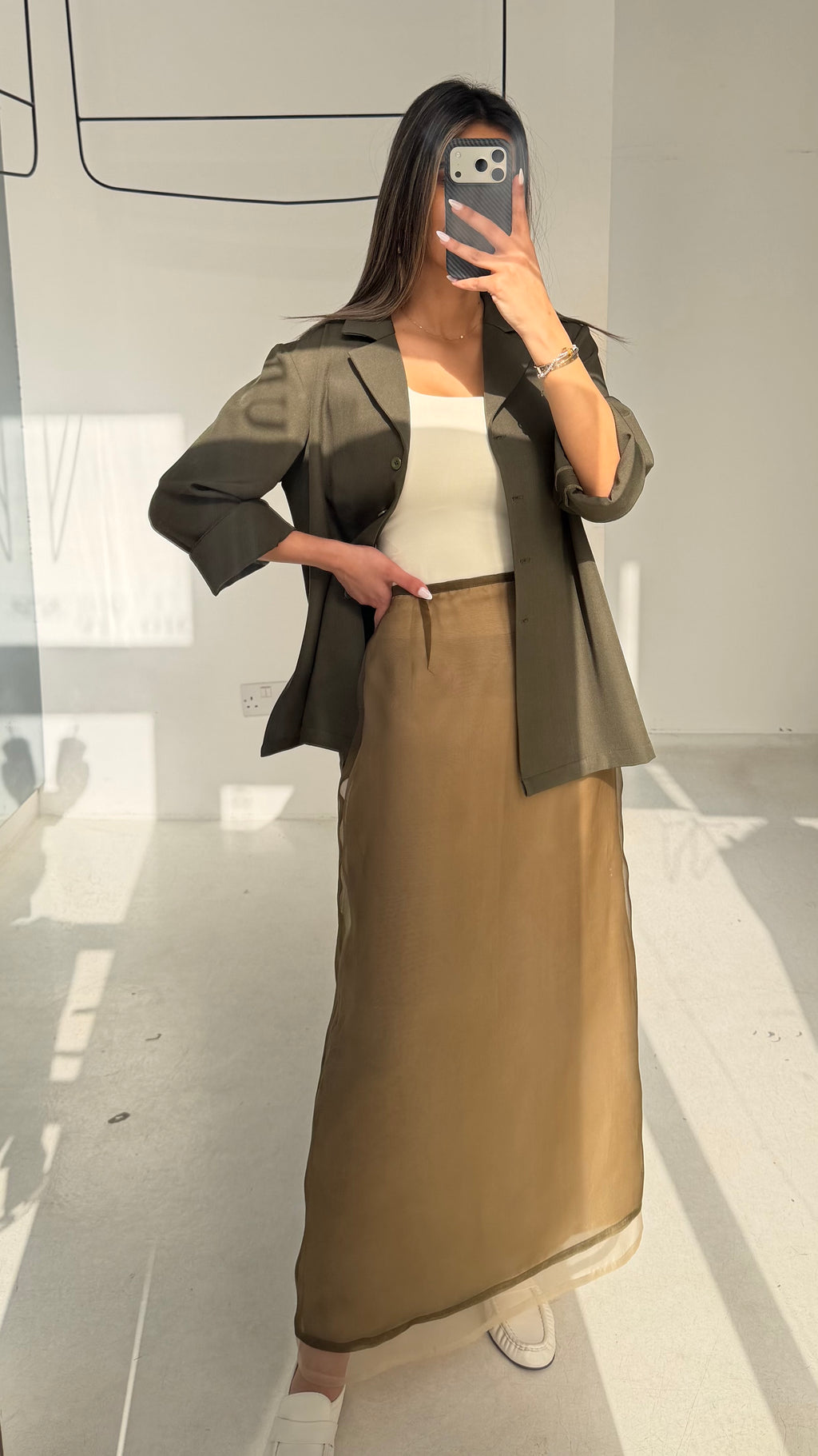 Organza Skirt with Khaki Top