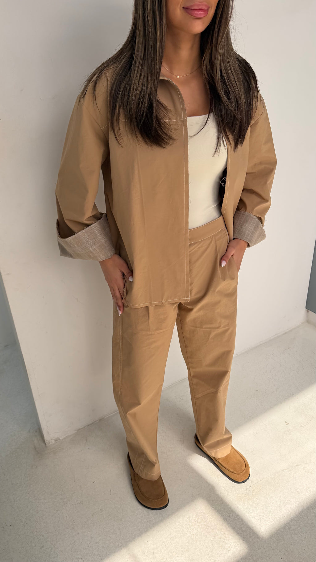 Poplin Set with Plaid Lining