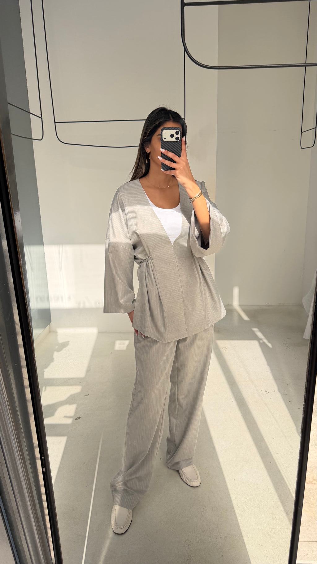 Grey Striped Set with Rope