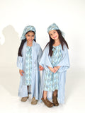 Blue Dress with Blue Bisht & Head Scarf