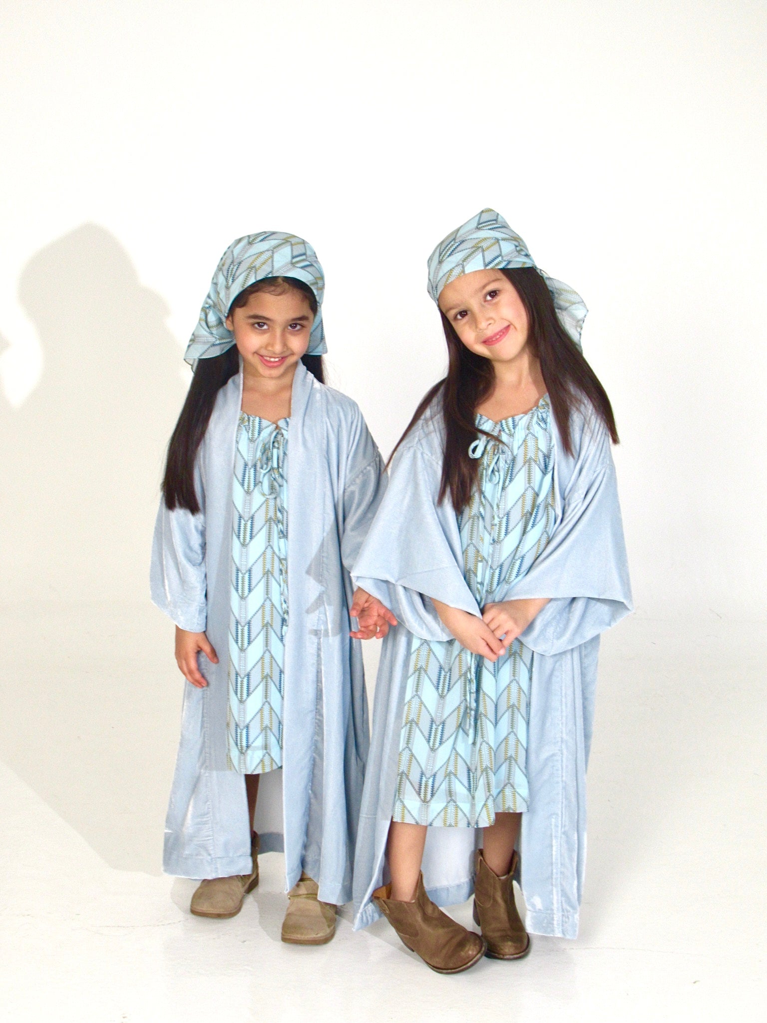 Blue Dress with Blue Bisht & Head Scarf