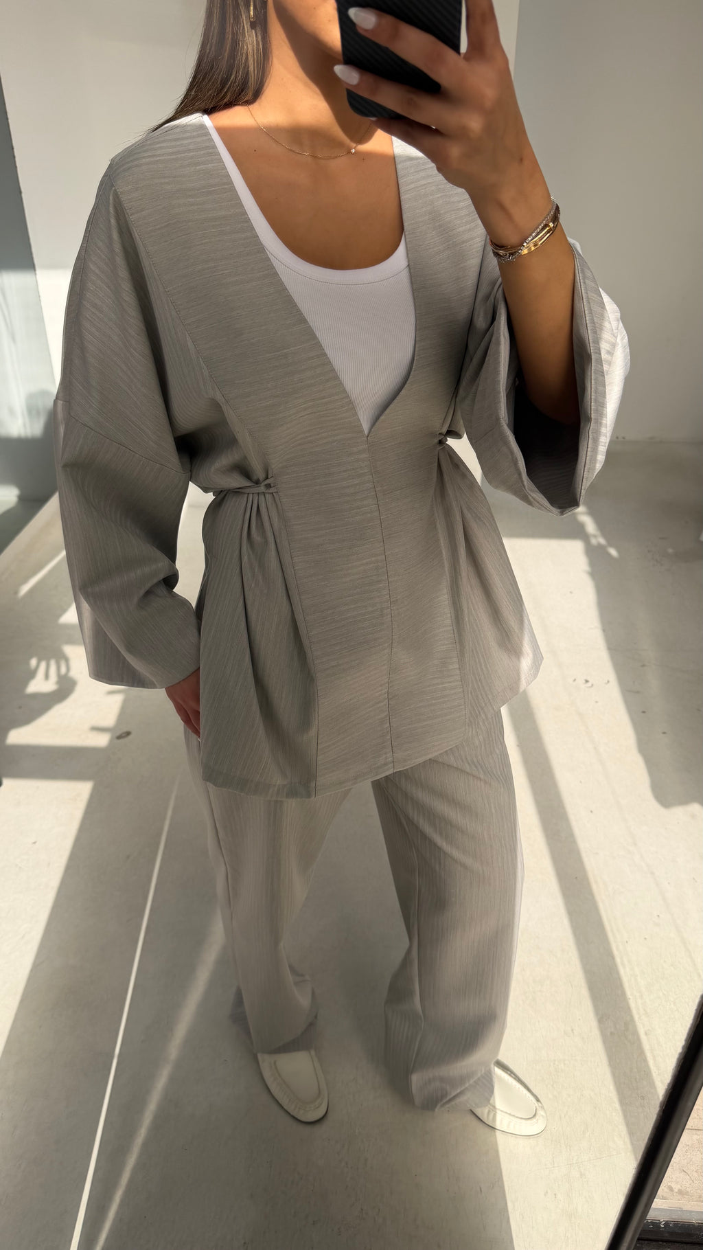 Grey Striped Set with Rope