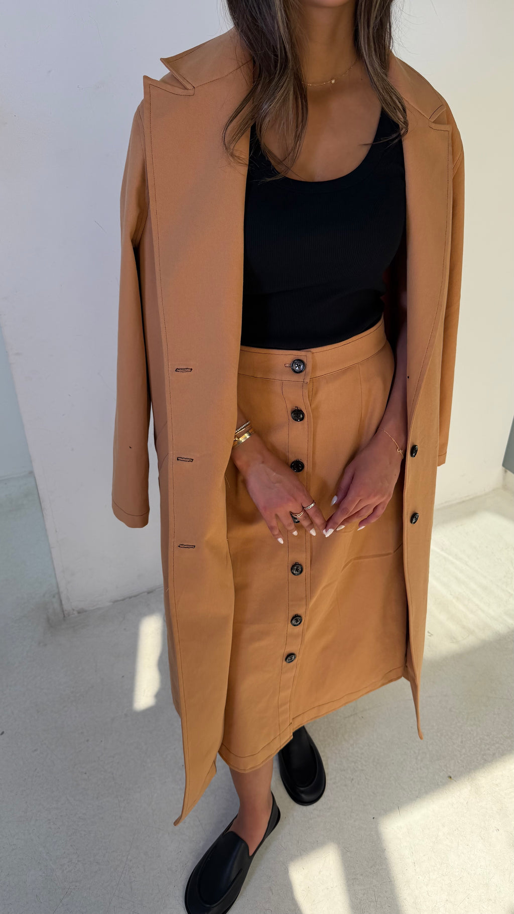 Buttoned Skirt Set