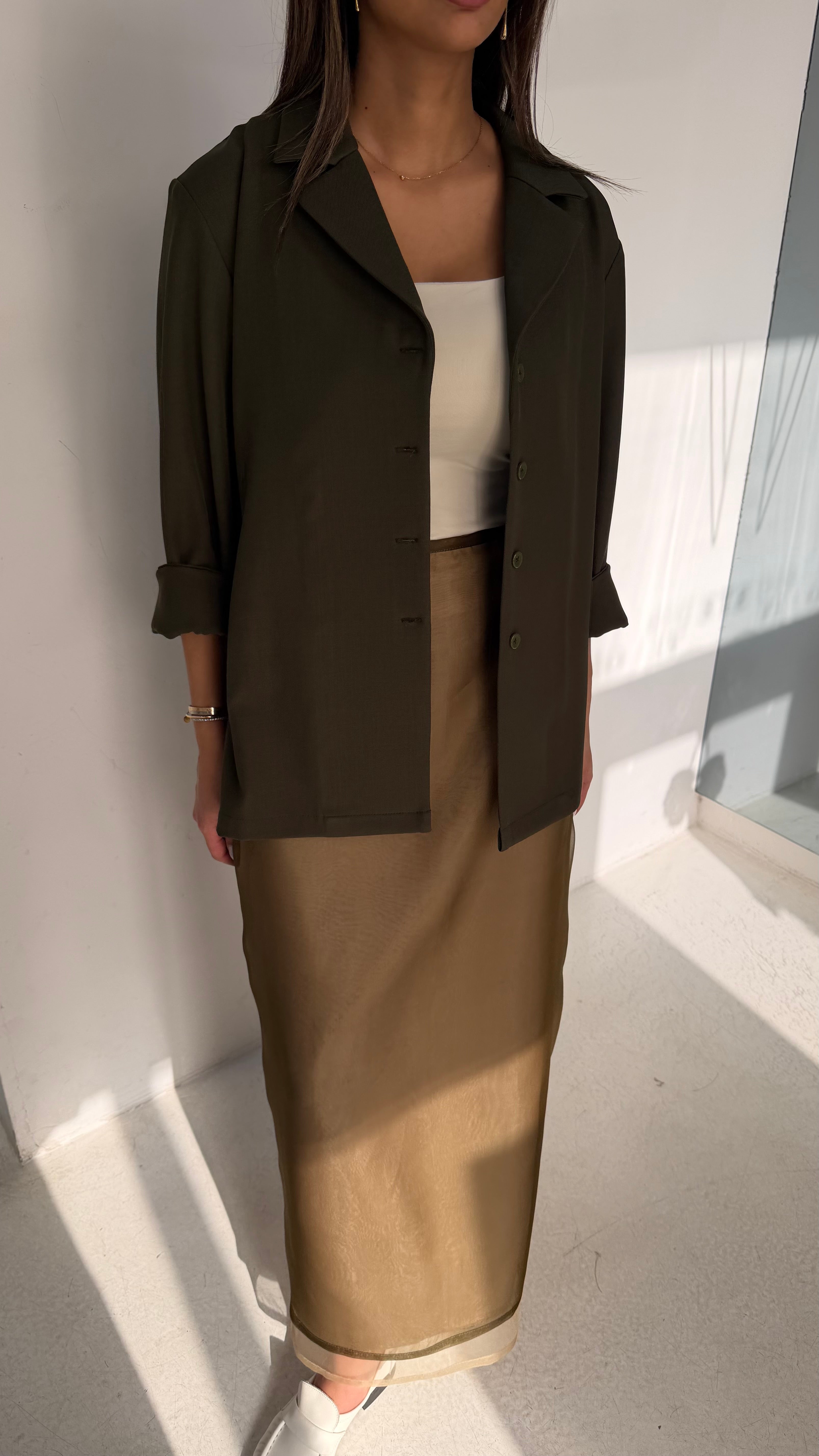 Organza Skirt with Khaki Top