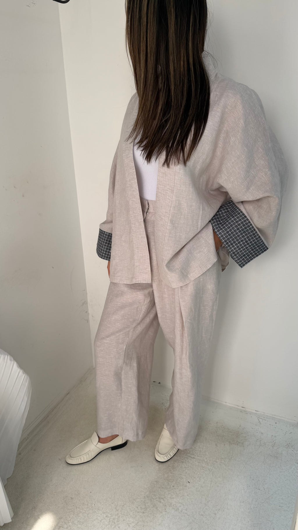 Light Linen Set with Plaid