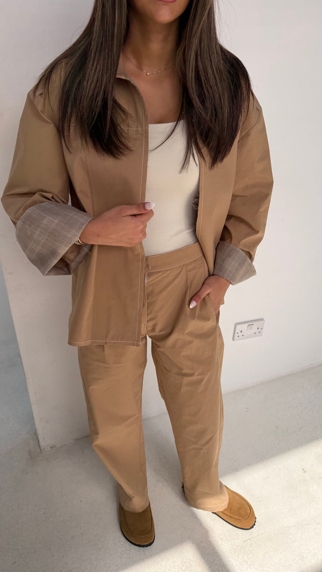 Poplin Set with Plaid Lining