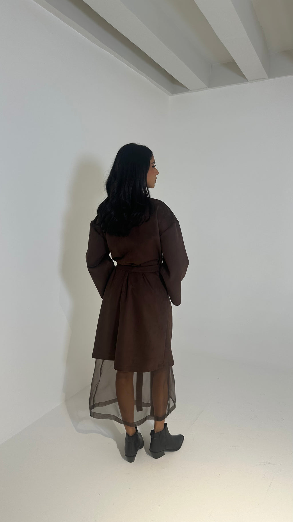 Brown Suede Organza Set