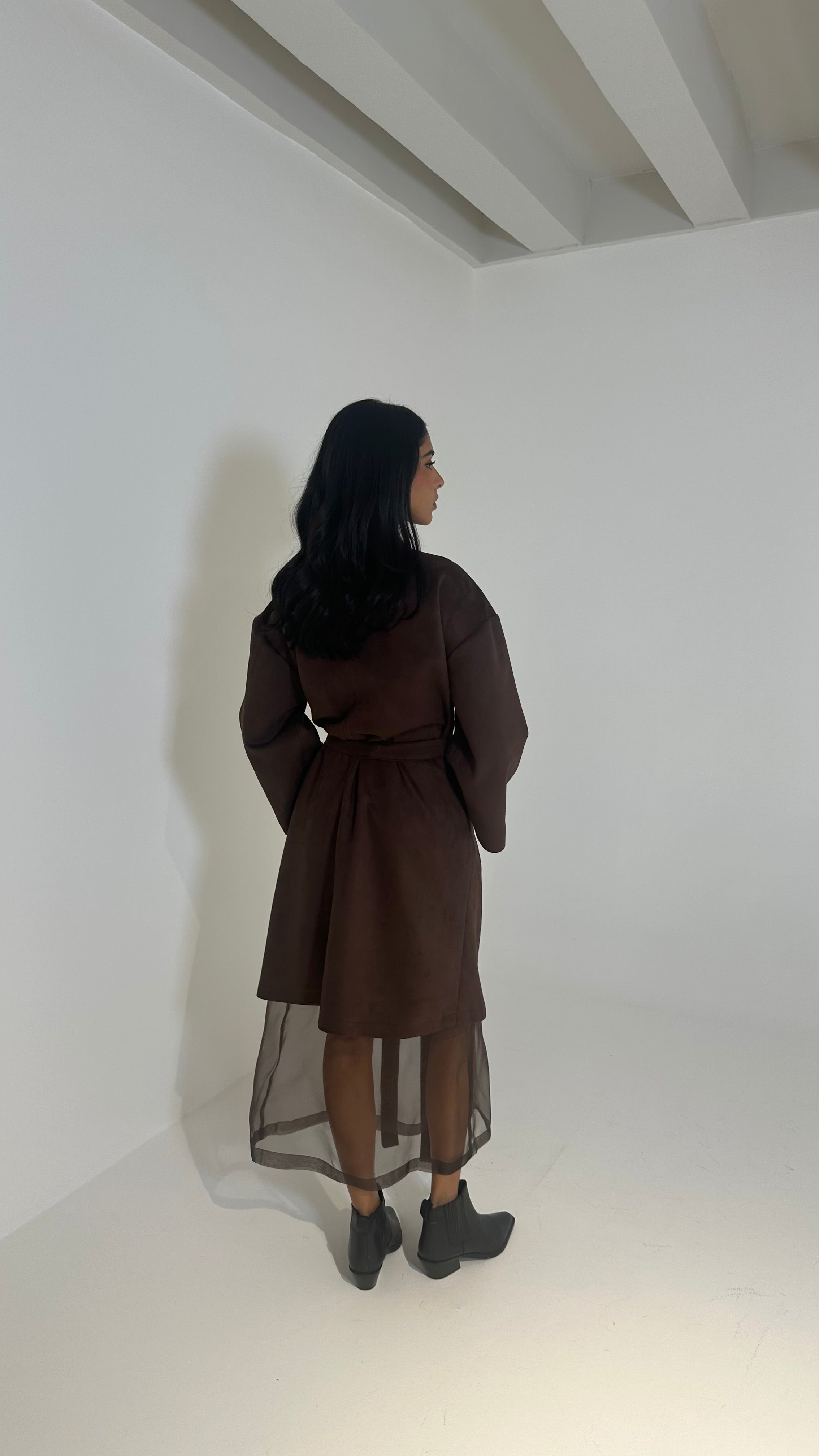 Brown Suede Organza Set