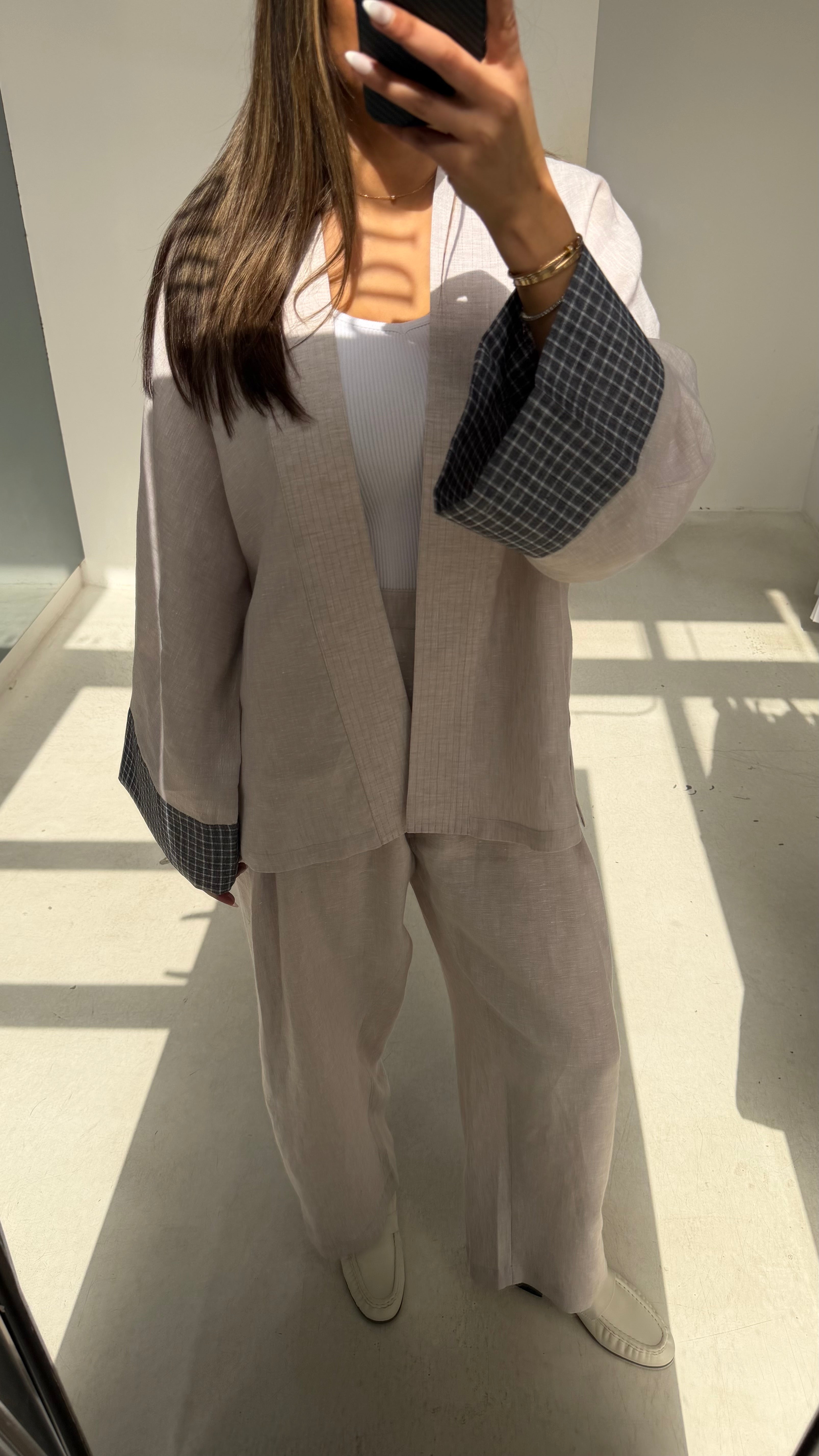 Light Linen Set with Plaid