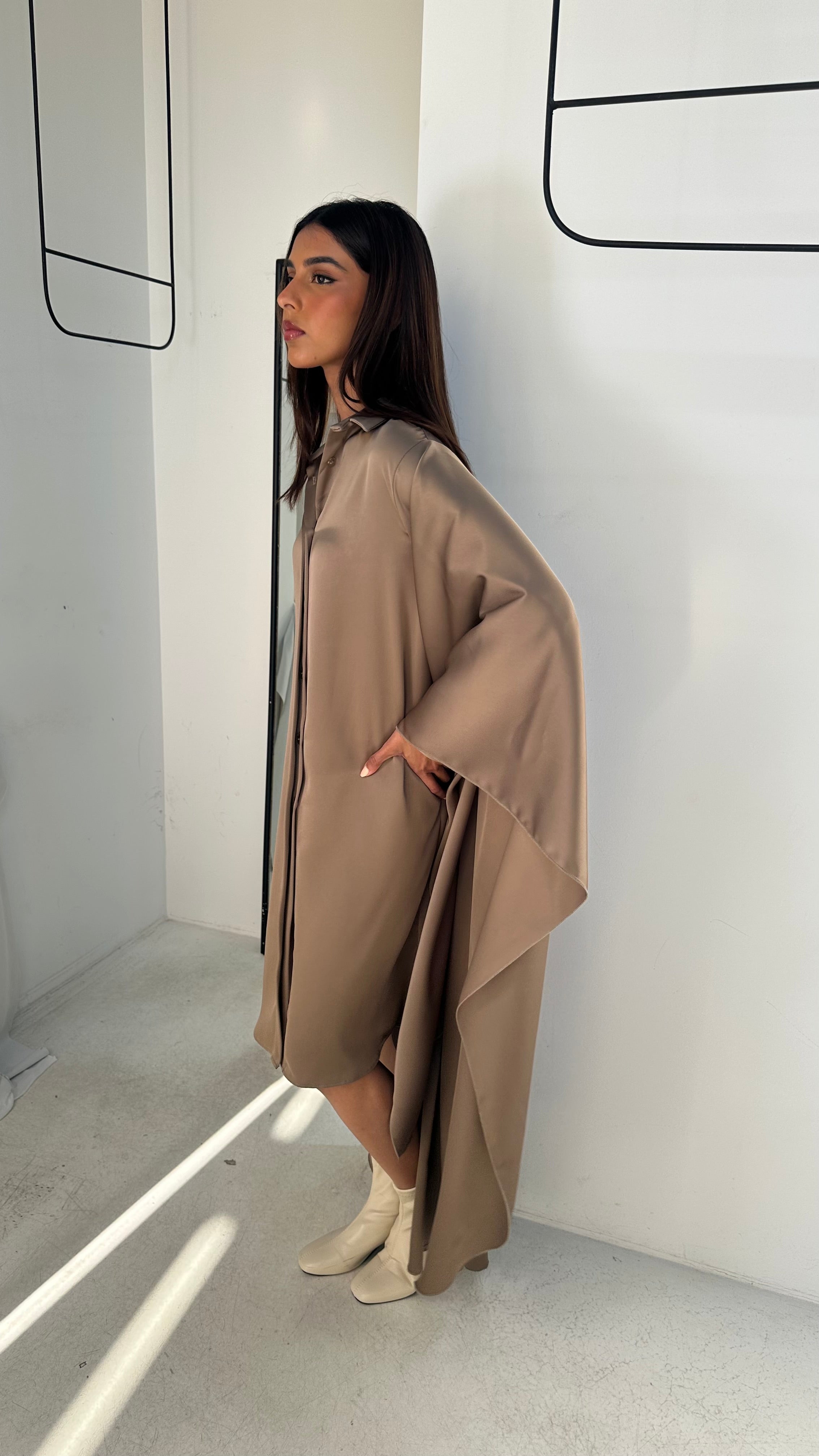 Silk High-Low Shirt Dress