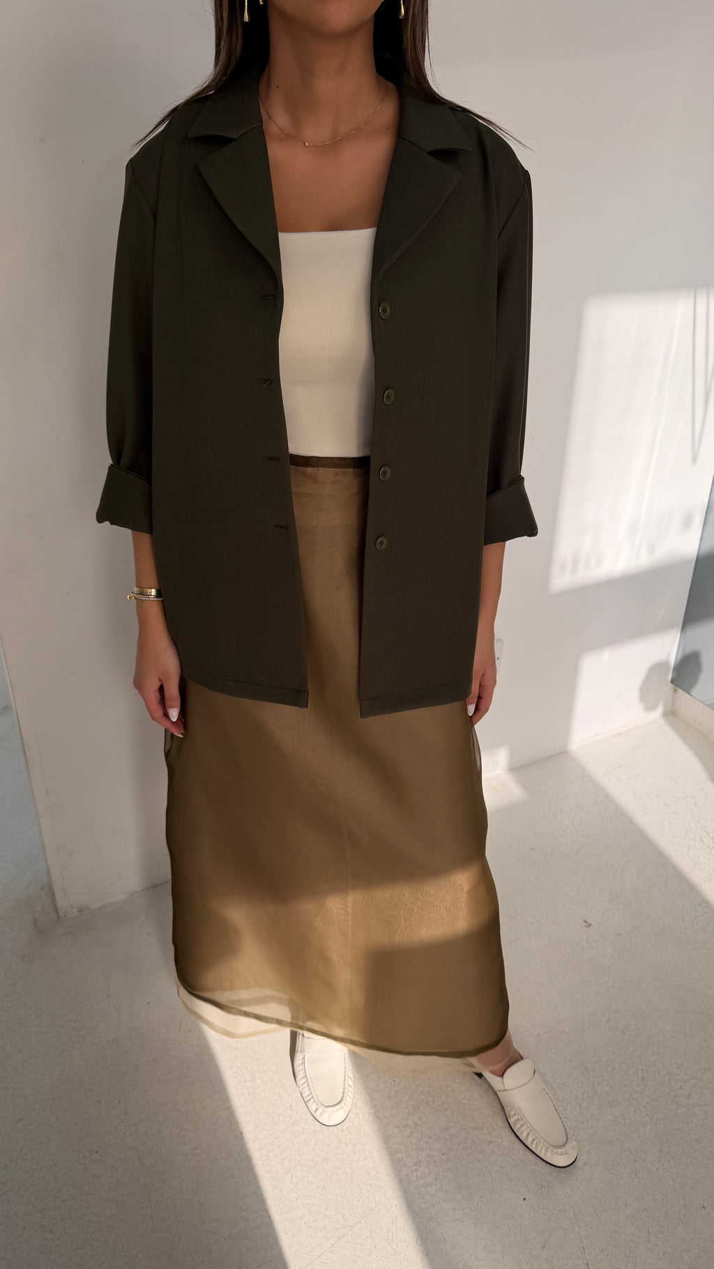 Organza Skirt with Khaki Top