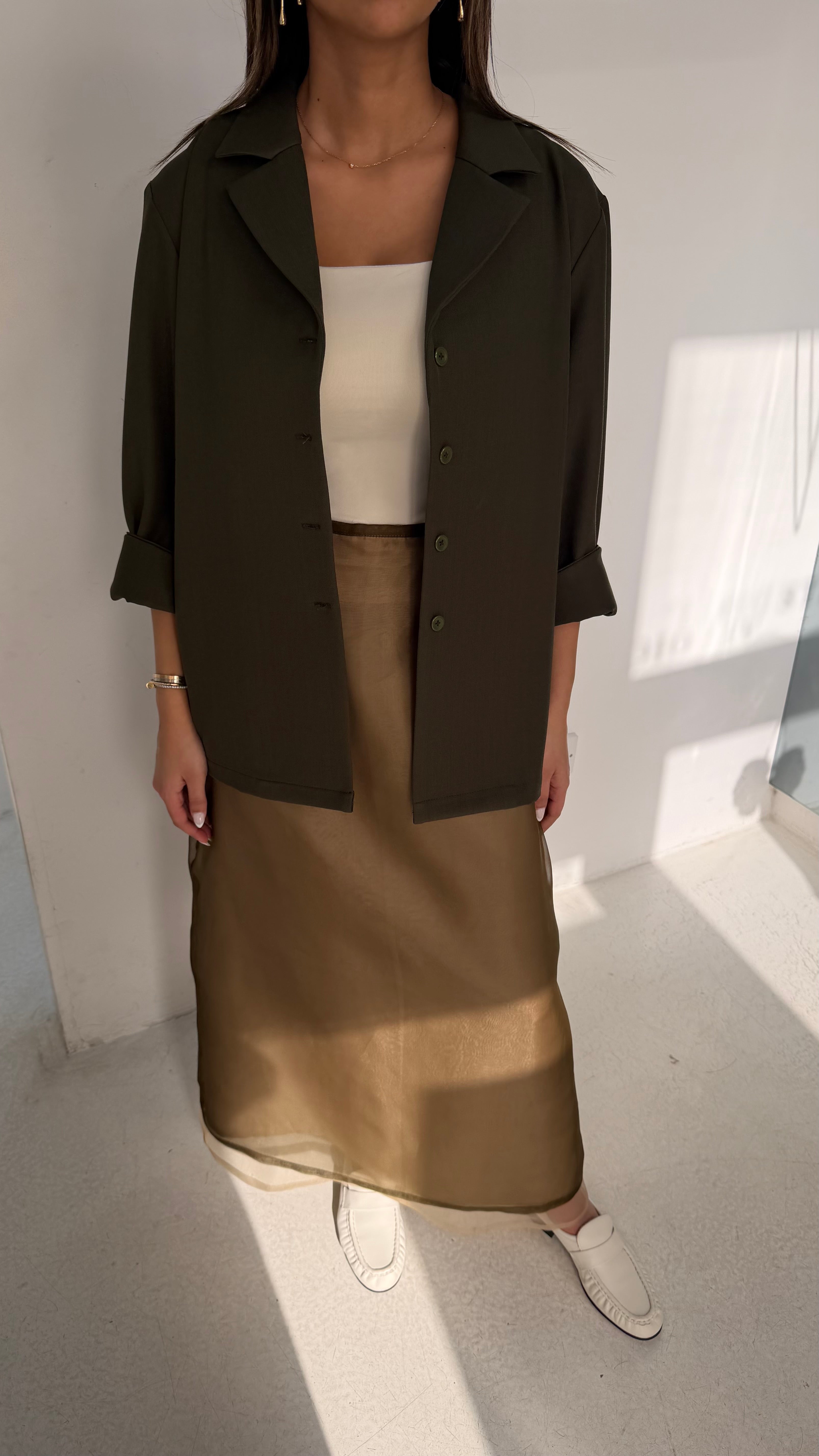 Organza Skirt with Khaki Top
