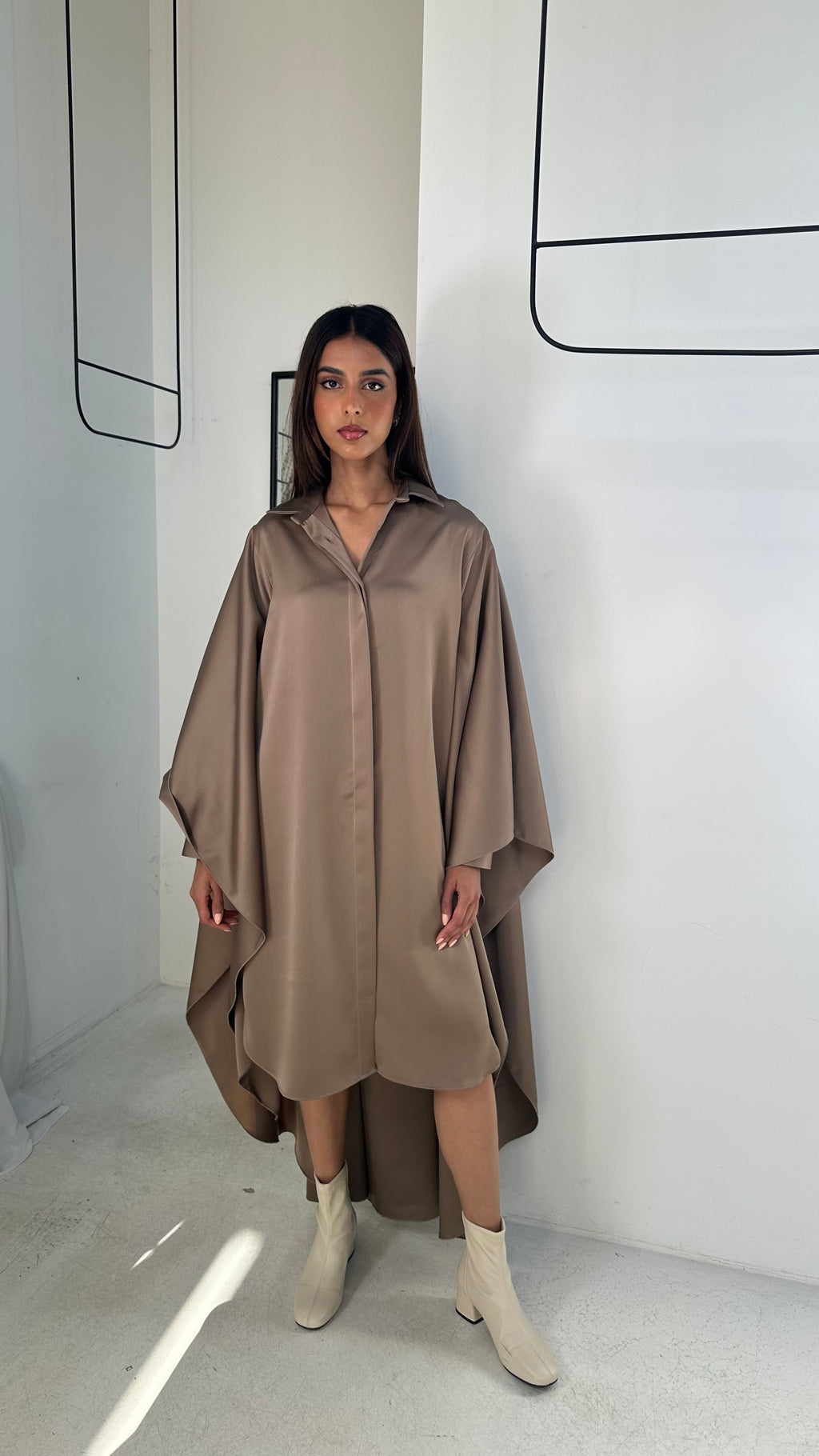 Silk High-Low Shirt Dress