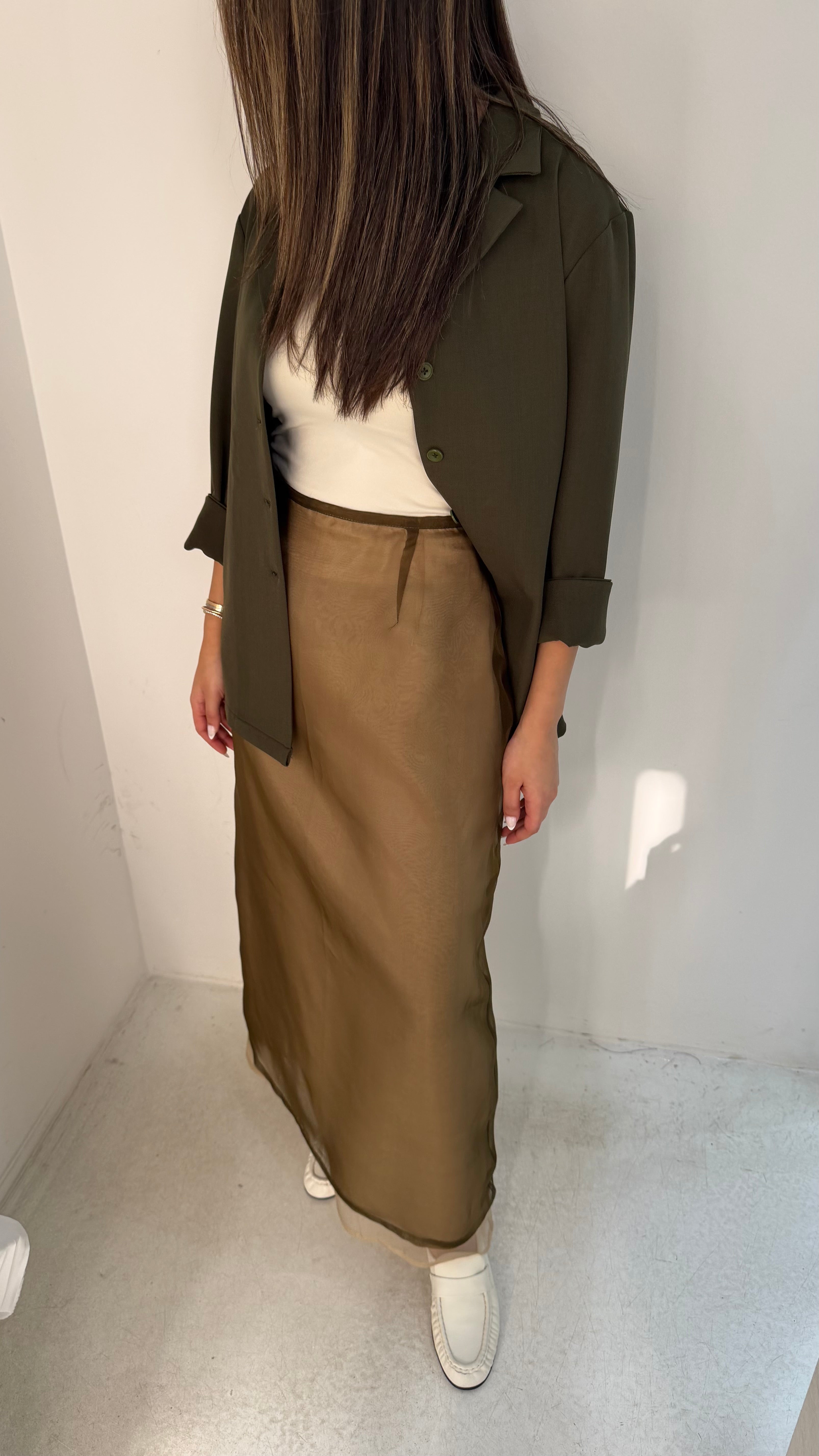 Organza Skirt with Khaki Top