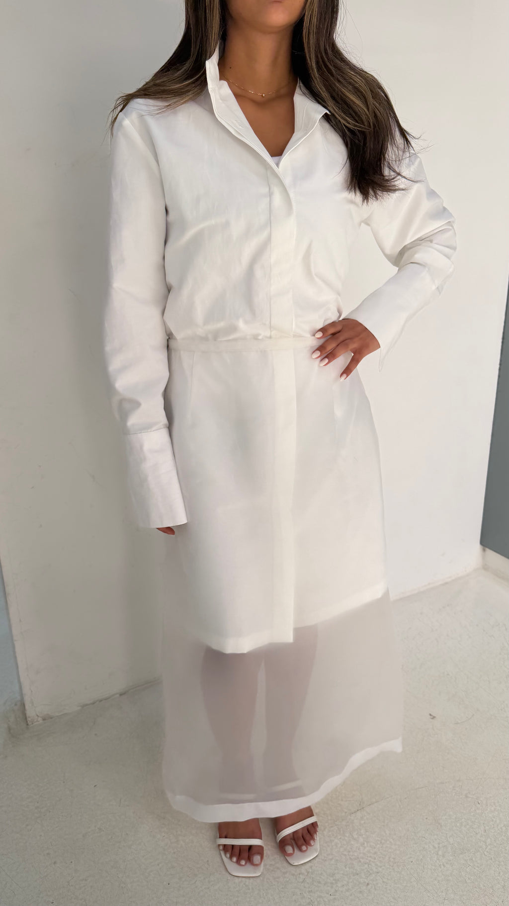White Dress Sheer Set