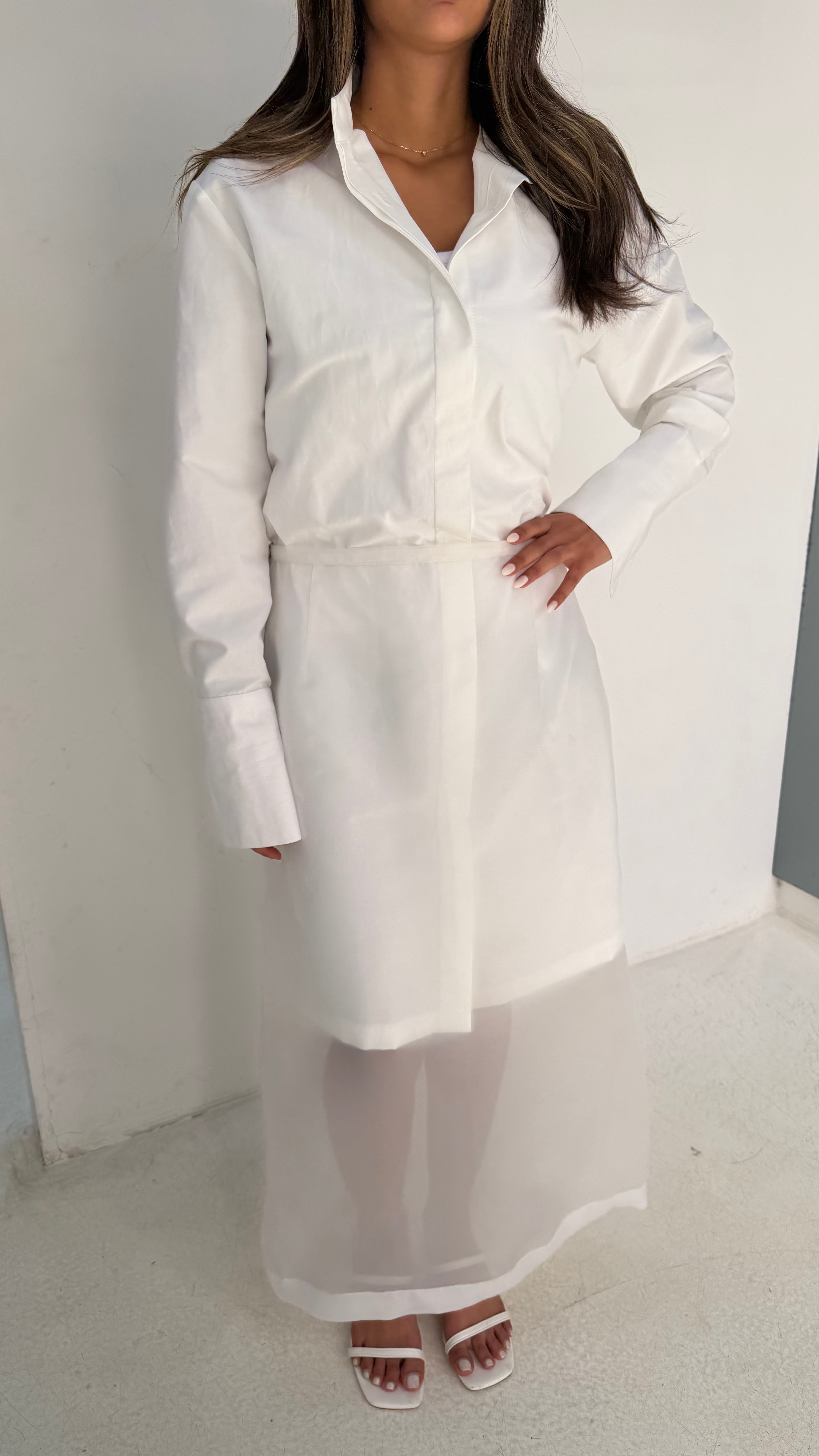 White Dress Sheer Set