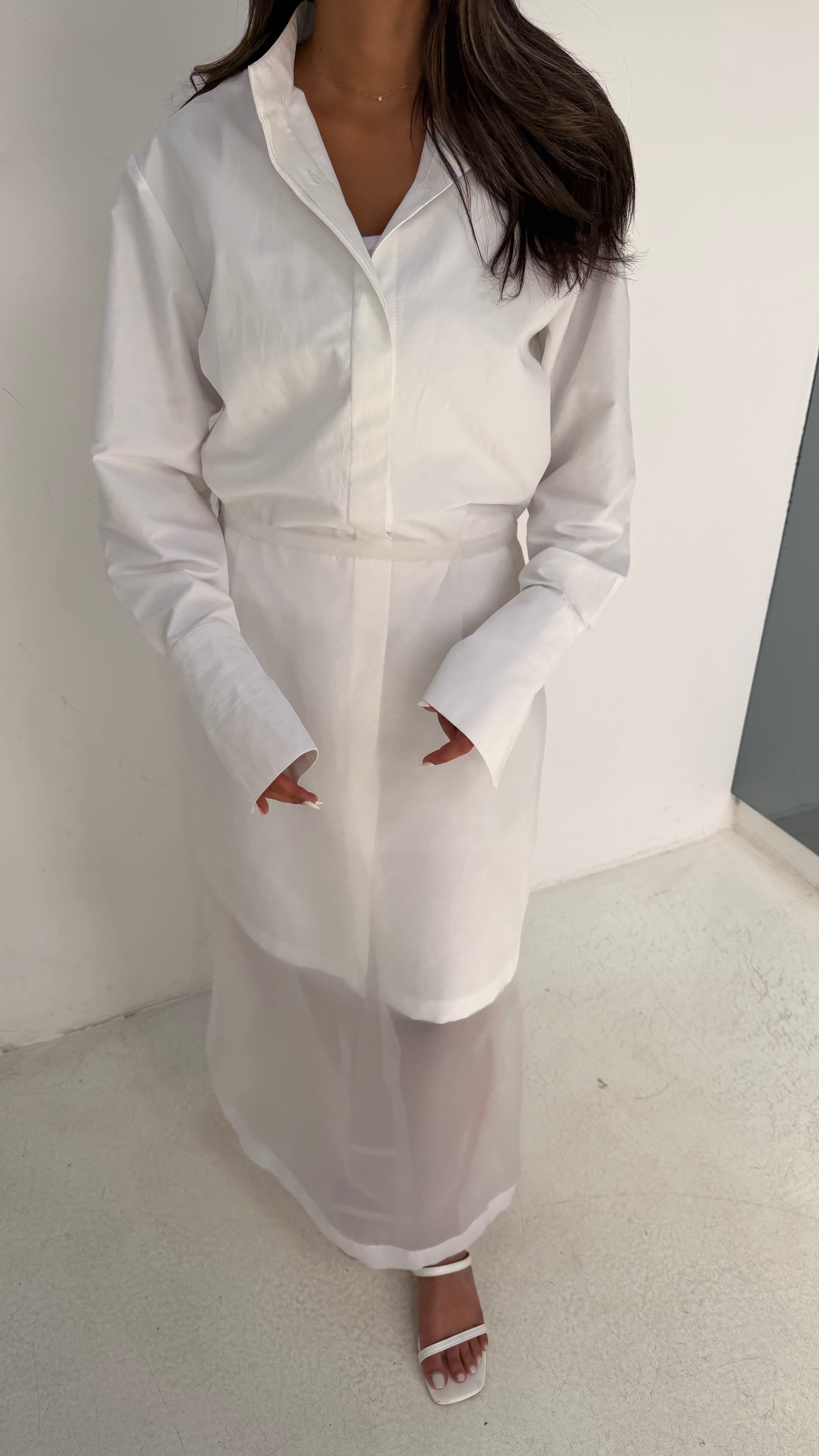 White Dress Sheer Set