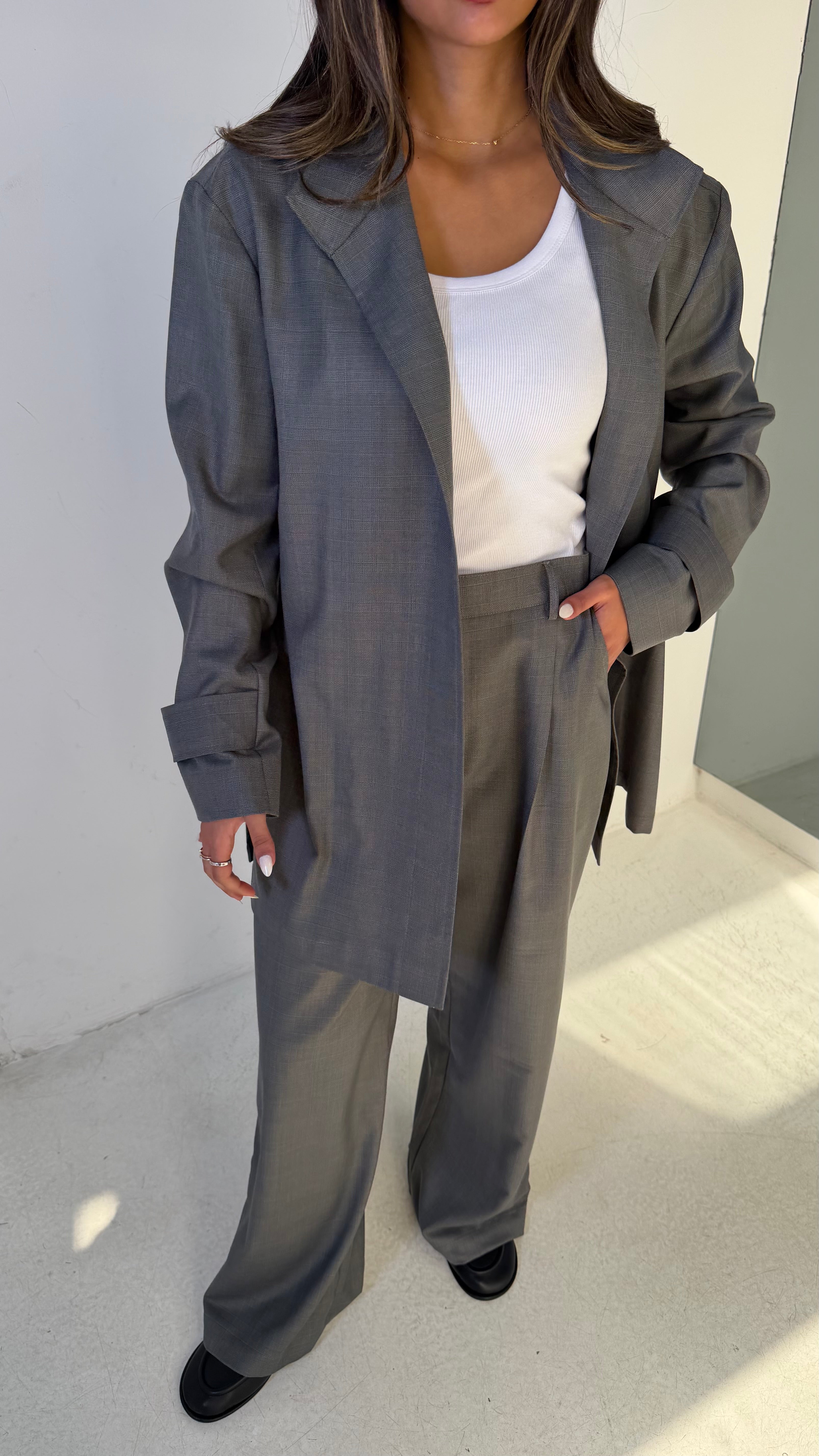 Grey Plaid Set