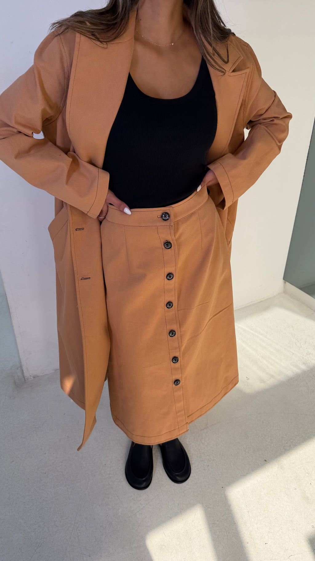 Buttoned Skirt Set