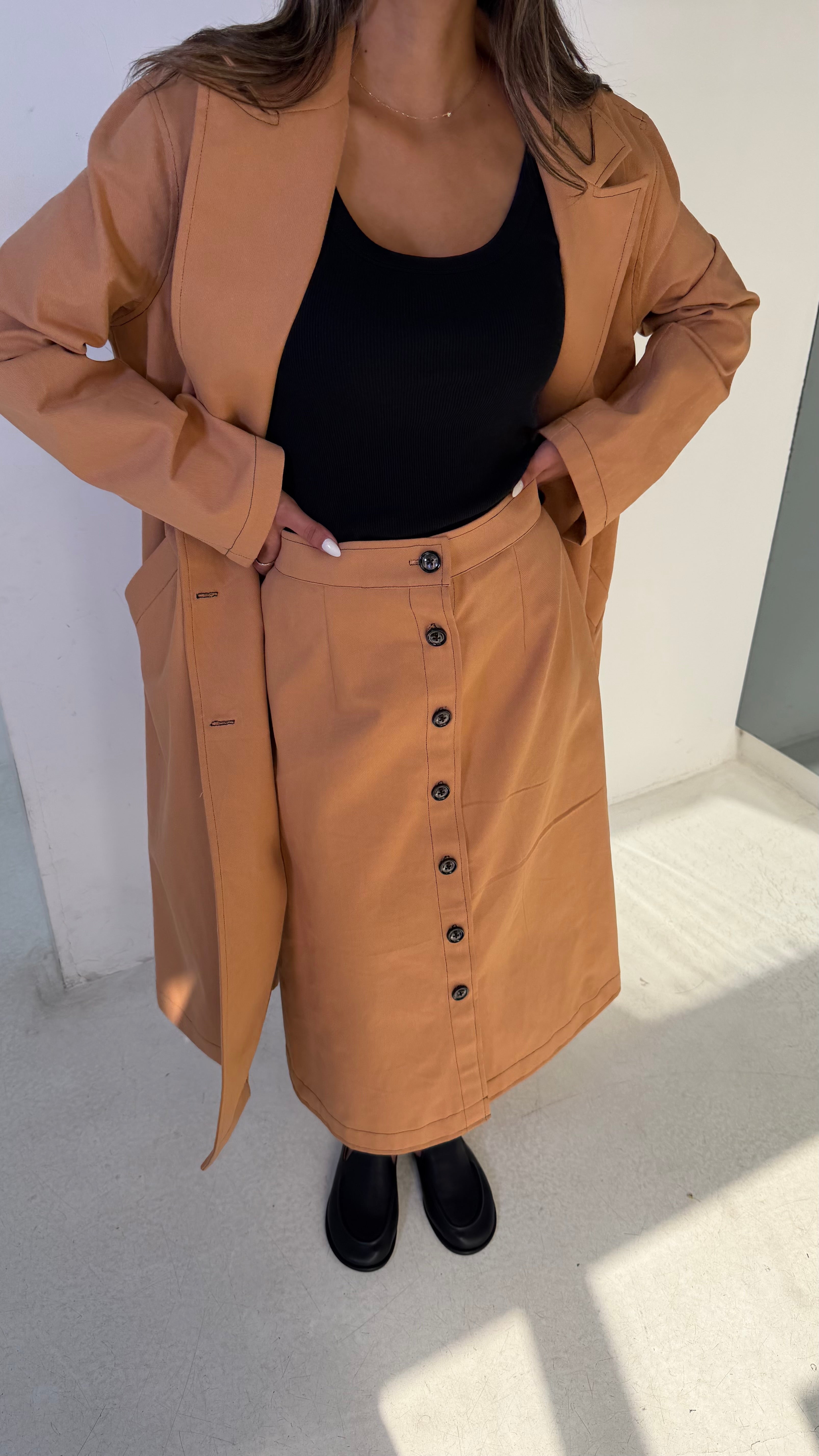 Buttoned Skirt Set