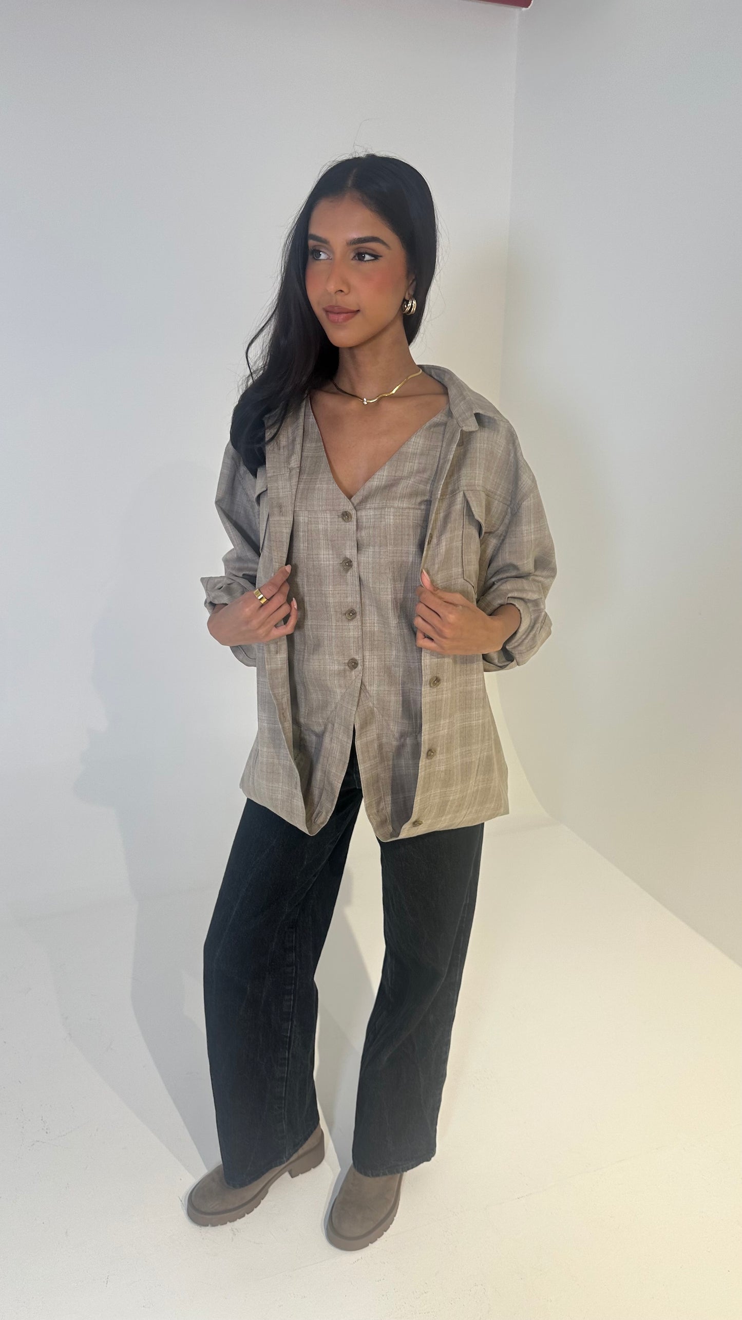 Plaid Wool Top